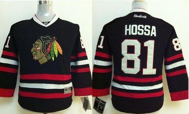 Youth NHL Chicago Blackhawks #81 Marian Hossa Black Jersey
