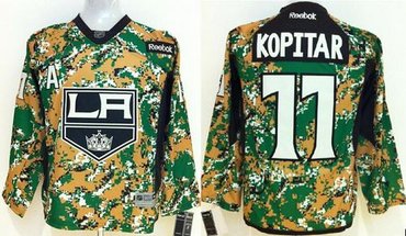 Youth NHL Los Angeles Kings #11 Anze Kopitar Camo Veterans Day Practice Jersey