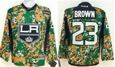 Youth NHL Los Angeles Kings #23 Dustin Brown Camo Veterans Day Practice Jersey