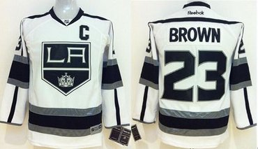 Youth NHL Los Angeles Kings #23 Dustin Brown White Road Jersey