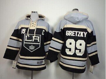 Youth NHL Los Angeles Kings #99 Wayne Gretzky Black Sawyer Hooded Sweatshirt Jersey