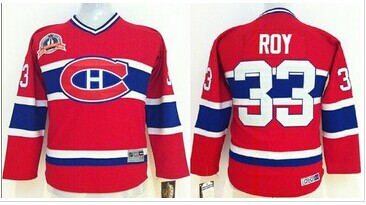 Youth NHL Montreal Canadiens #33 Patrick Roy Red CCM Throwback Jersey