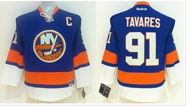 Youth NHL New York Islanders #91 John Tavares Light Blue Jersey