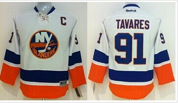 Youth NHL New York Islanders #91 John Tavares White Jersey