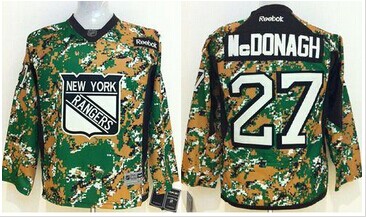 Youth NHL New York Rangers #27 Ryan McDonagh Camo Veterans Day Practice NHL Jersey