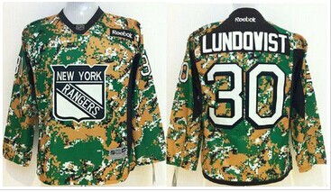 Youth NHL New York Rangers #30 Henrik Lundqvist Camo Veterans Day Practice NHL Jersey
