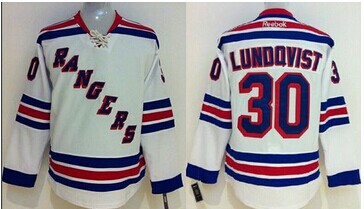 Youth NHL New York Rangers #30 Henrik Lundqvist White Stitched Jersey