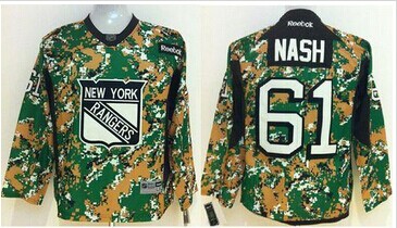 Youth NHL New York Rangers #61 Rick Nash Camo Veterans Day Practice NHL Jersey