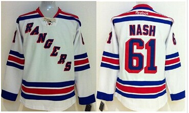Youth NHL New York Rangers #61 Rick Nash White Stitched Jersey