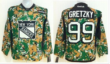 Youth NHL New York Rangers #99 Wayne Gretzky Camo Veterans Day Practice NHL Jersey