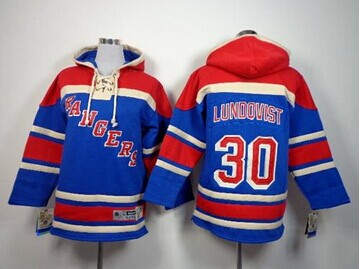 Youth NHL Rangers #30 Henrik Lundqvist Blue Sawyer Hooded Sweatshirt Jersey