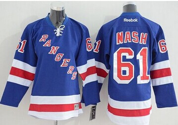Youth NHL Rangers #61 Rick Nash Blue Home Stitched Jersey
