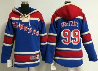 Youth NHL Rangers #99 Wayne Gretzky Blue Sawyer Hooded Sweatshirt Stitched Jersey