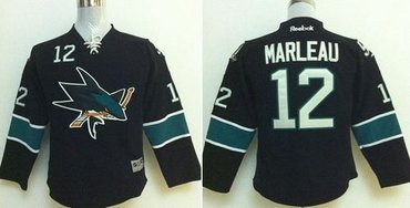 Youth NHL San Jose Sharks #12 Patrick Marleau Black Jersey