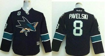 Youth NHL San Jose Sharks #8 Joe Pavelski Black Jersey
