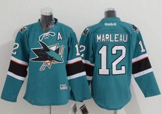Youth NHL Sharks #12 Patrick Marleau Green Stitched Jersey