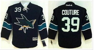 Youth NHL Sharks #39 Logan Couture Black Stitched Jersey