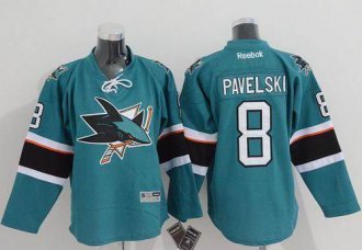 Youth NHL Sharks #8 Joe Pavelski Green Stitched Jersey