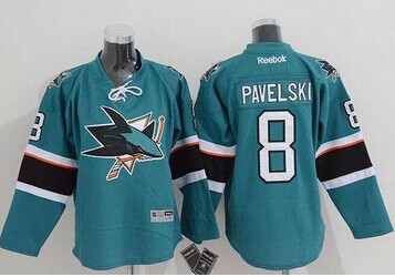 Youth NHL Sharks #8 Joe Pavelski Green Stitched Jersey