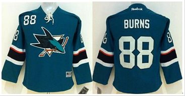 Youth NHL Sharks #88 Brent Burns Green Stitched Jersey