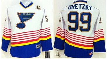 Youth NHL St. Louis Blues #99 Wayne Gretzky White Jersey
