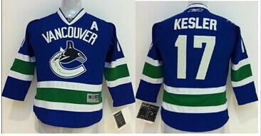 Youth NHL Vancouver Canucks #17 Ryan Kesler Blue Jersey