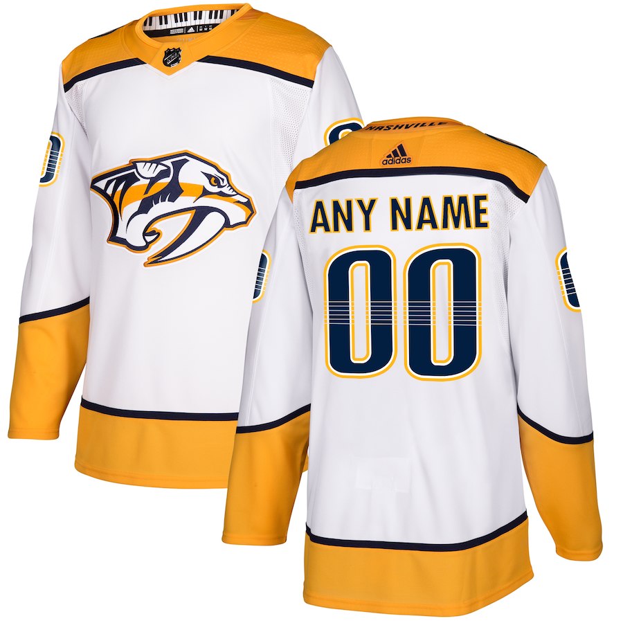 Youth Nashville Predators Custom Adidas Away White Jersey Stitched