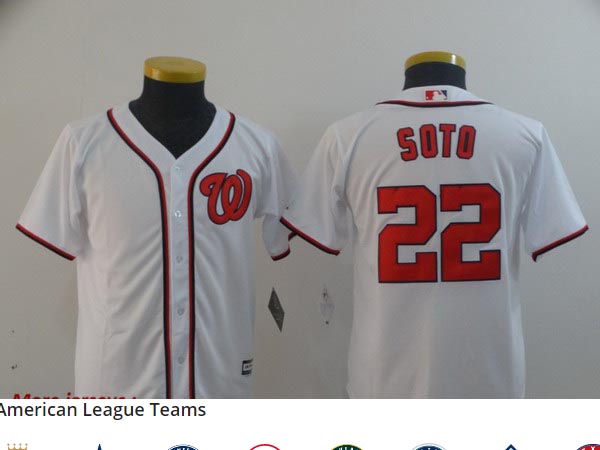 Youth Nationals 22 Juan Soto White Youth Cool Base Jersey