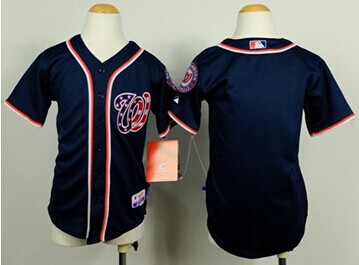 Youth Nationals Blank Blue Cool Base Baseball Jersey