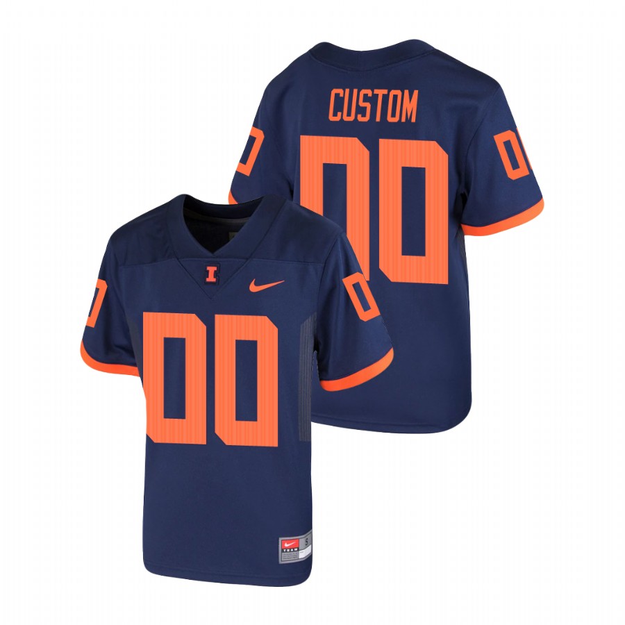 Youth Navy Illinois Fighting Illini Custom Replica Football Jersey