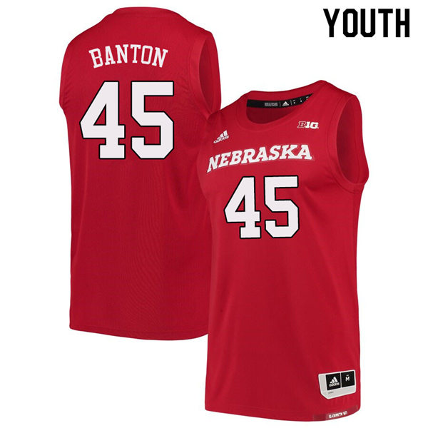 Youth Nebraska Cornhuskers #45 Dalano Banton 2020 Scarlet Adidas College Basketball Swingman Jersey