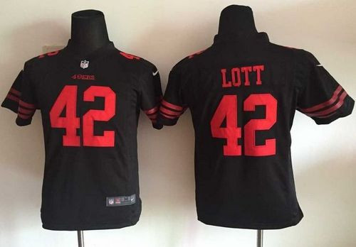 Youth New 49ers #42 Ronnie Lott Black Alternate Stitched NFL Elite Jersey
