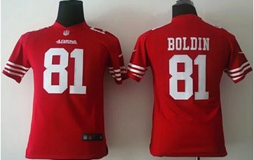 Youth New 49ers #81 Anquan Boldin Red Team Color NFL Elite Jersey