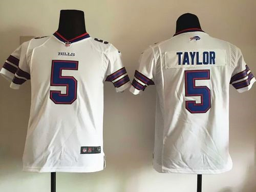 Youth New Bills #5 Tyrod Taylor White Stitched NFL New Elite Jersey