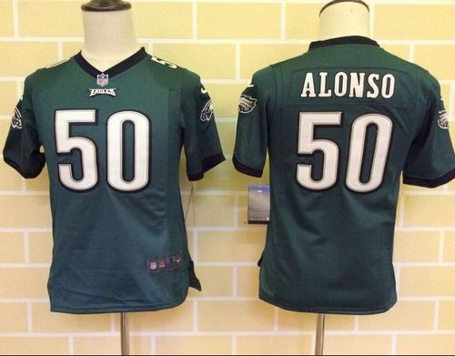 Youth New Eagles #50 Kiko Alonso Midnight Green Team Color Stitched NFL New Elite Jersey