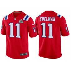 Youth New England Patriots #11 Julian Edelman Red Super Bowl LII Bound Game Jersey