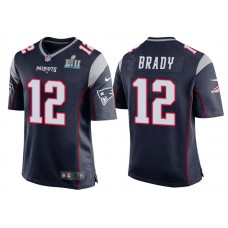 Youth New England Patriots #12 Tom Brady Navy Super Bowl LII Bound Game Jersey