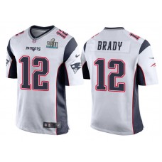 Youth New England Patriots #12 Tom Brady White Super Bowl LII Bound Game Jersey