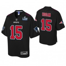 Youth New England Patriots #15 Chris Hogan Black Super Bowl LIII Champions Fashion Jersey