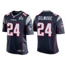 Youth New England Patriots #24 Stephon Gilmore Navy Super Bowl LII Bound Game Jersey