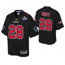 Youth New England Patriots #28 James White Black Super Bowl LIII Champions Fashion Jersey