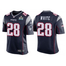 Youth New England Patriots #28 James White Navy Super Bowl LII Bound Game Jersey