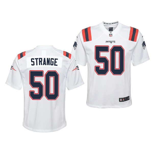 Youth New England Patriots #50 Cole Strange Nike White Limited Jersey
