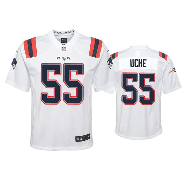 Youth New England Patriots #55 Josh Uche Nike White Limited Jersey