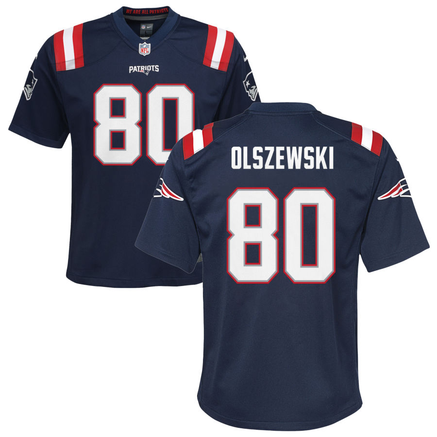 Youth New England Patriots #80 Gunner Olszewski Nike Navy Limited Jersey