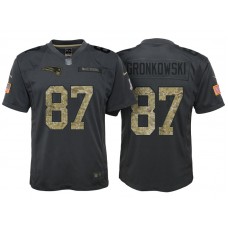 Youth New England Patriots #87 Rob Gronkowski Camo Anthracite 2016 Salute to Service Game Jersey