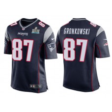 Youth New England Patriots #87 Rob Gronkowski Navy Super Bowl LII Bound Game Jersey