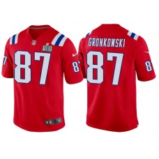 Youth New England Patriots #87 Rob Gronkowski Red Super Bowl LII Bound Game Jersey