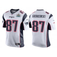 Youth New England Patriots #87 Rob Gronkowski White Super Bowl LII Bound Game Jersey