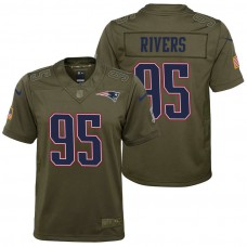 Youth New England Patriots Derek Rivers Olive 2017 Salute to Service Game Jersey